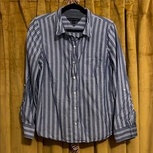 Tommy Hilfiger Blue and White Striped Shirt